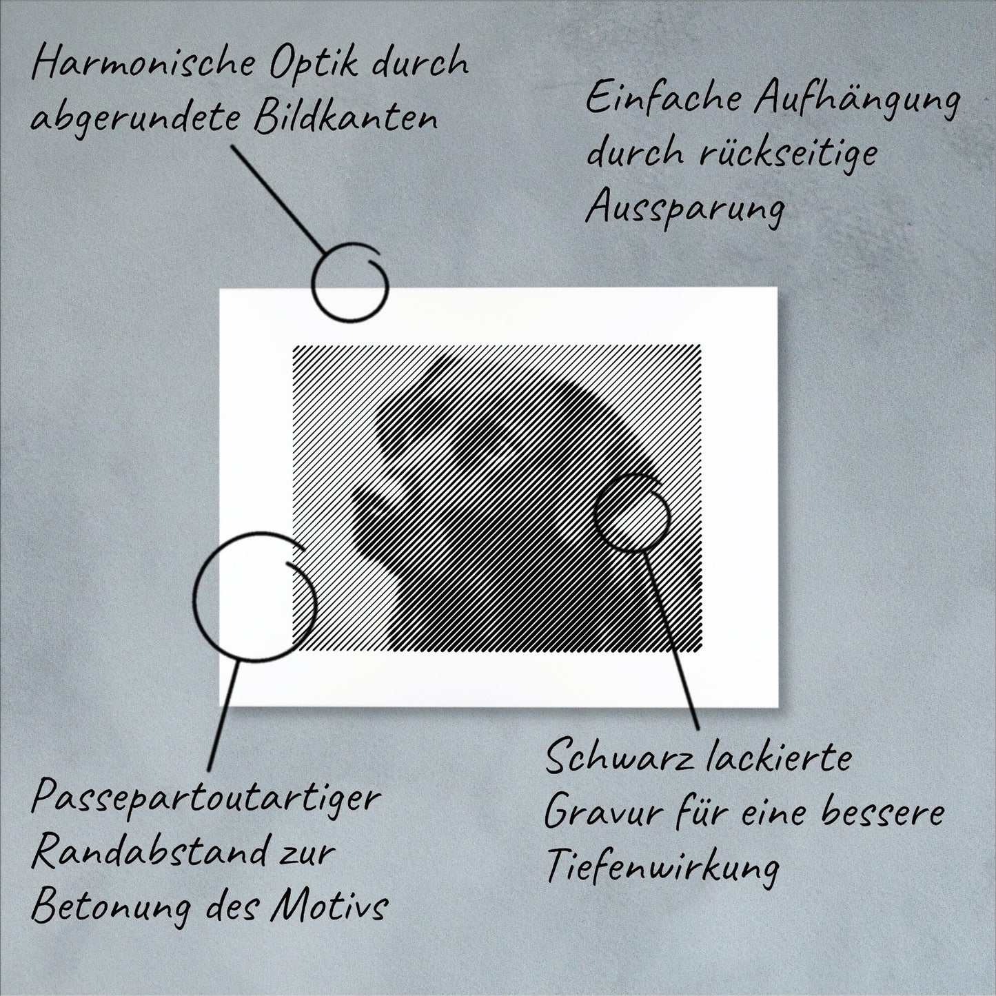 Technische Details einer Fotogravur: Präzise Verarbeitung eines Tierportraits – ein einzigartiges Andenken an Ihr geliebtes Haustier.
