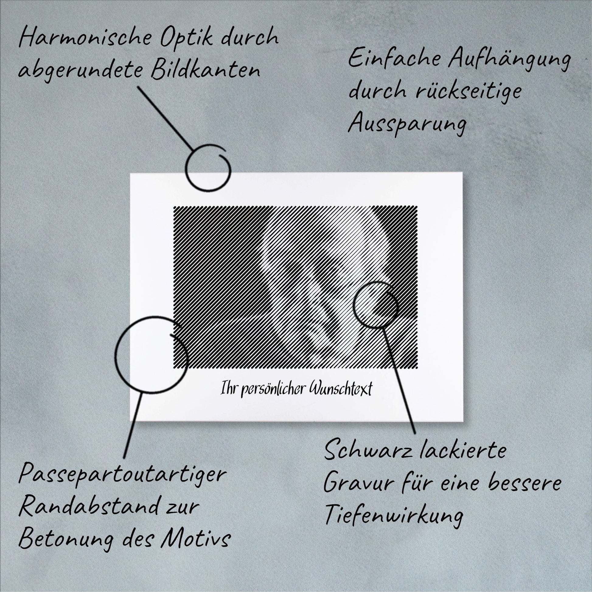 Technische Details einer Fotogravur: Präzise Verarbeitung für ein einzigartiges Fotogeschenk – perfekte Erinnerung für besondere Anlässe.