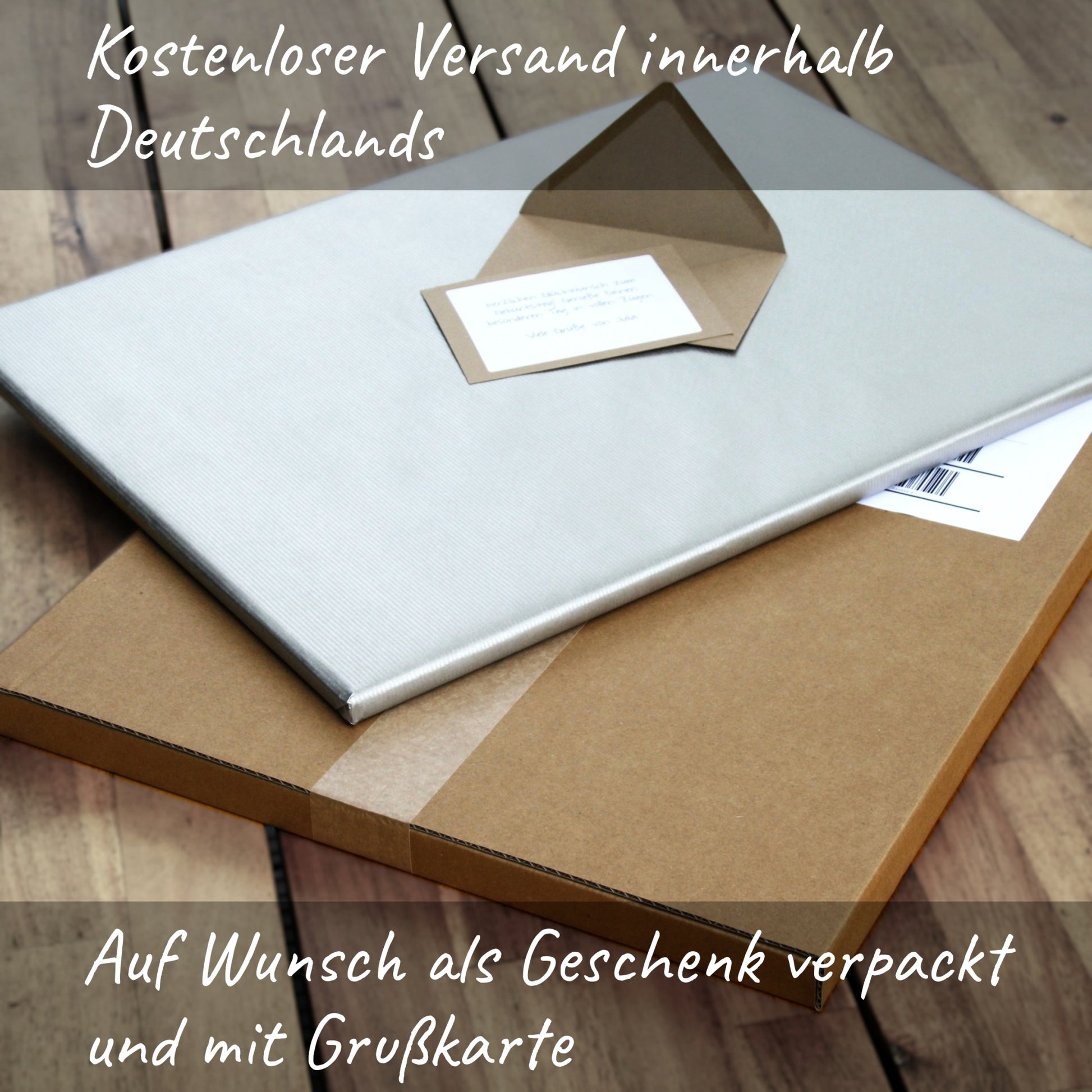 Fotogravur in einer sicheren Versandverpackung mit Geschenkoption – das perfekte Fotogeschenk, bereit zum Verschenken und Freude bereiten.