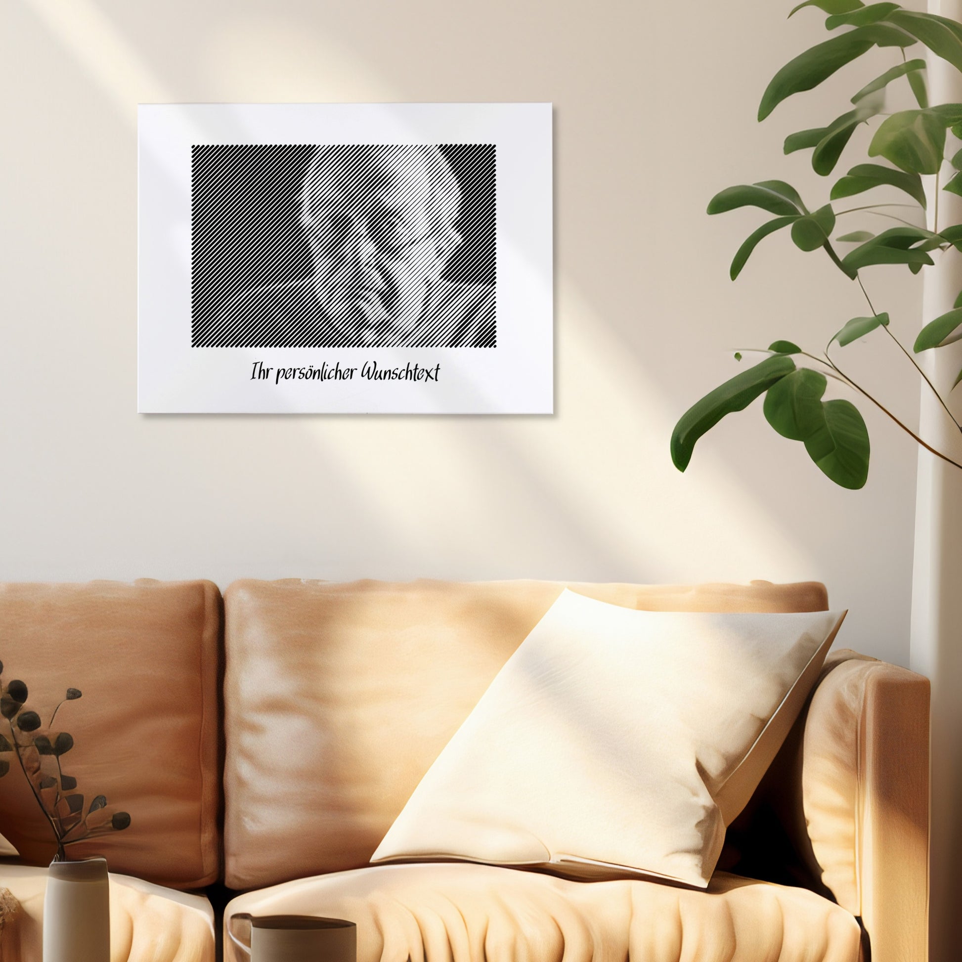 Fotogravur als Wandbild im Wohnzimmer – ein persönliches Fotogeschenk, das Erinnerungen in hochwertiger Form verewigt und jeden Raum verschönert.