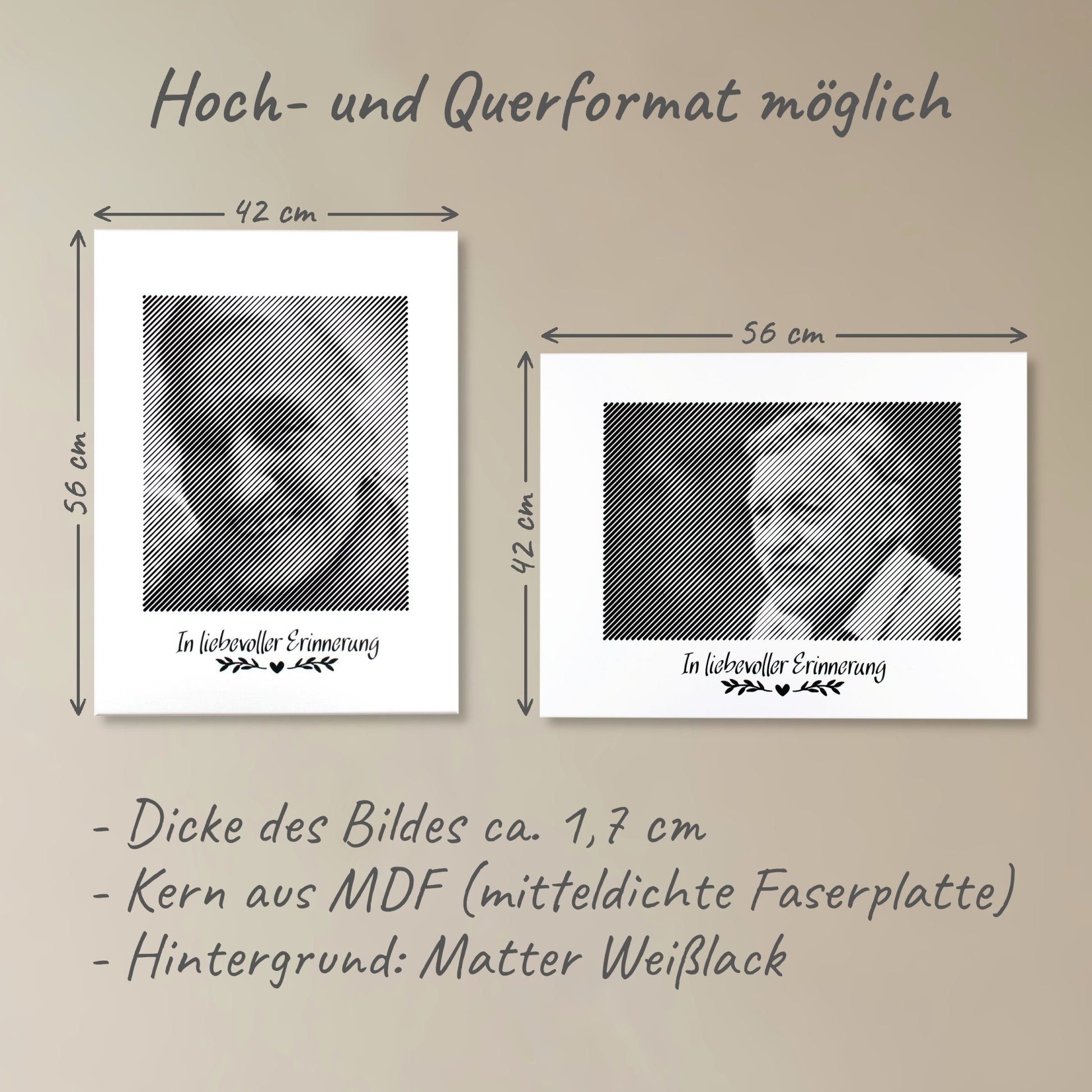 Zwei Trauerportraits im Halbtonstil: Eine im Hochformat und eine im Querformat – einzigartige Trauerportraits im Halbtonstil für bleibende Erinnerungen.